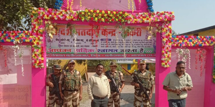 आदर्श मतदान केंद्र सकरी में मतदान की आवश्यकता तैयारी पूर्ण 