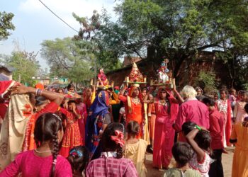 देवउठनी एकादशी पर्व पर धूम-धाम से हुआ गौरा-गौरी का विसर्जन 