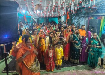 श्रीमद् भागवत ज्ञान यज्ञ सप्ताह के दौरान कृष्ण रुक्मणी विवाह में जमकर थिरके श्रोतागण 