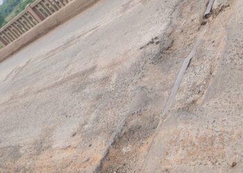 डोंगरीडीह  पुल की सड़क पर हुए गड्‌ढे, आए दिन हो रहे हादसे